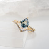 2.10ct Eva Teal Kite Sapphire & Diamond Engagement Ring