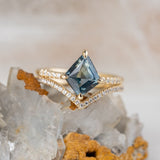 2.10ct Eva Teal Kite Sapphire & Diamond Engagement Ring