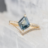 2.10ct Eva Teal Kite Sapphire & Diamond Engagement Ring