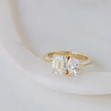 Gemma Emerald Cut and Pear Moissanite Engagement Ring