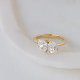 Gemma Double Pear Moissanite Engagement Ring