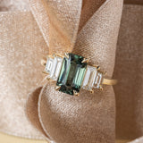 3.02ct Clara Teal Emerald Cut Sapphire and Diamond Engagement Ring