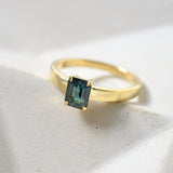 1.11ct Rey Emerald Cut Teal Sapphire Ring