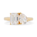 Gemma Emerald Cut and Pear Moissanite Engagement Ring