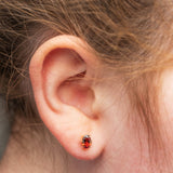 Garnet Stud Earrings | Six-Prong Oval