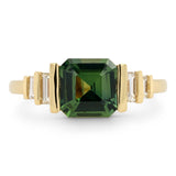 Custom Asscher Cut Green Sapphire & Diamond Ring