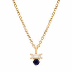 Sapphire & Diamond Baguette Necklace