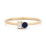 Sapphire & Diamond Baguette Ring