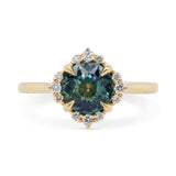 1.52ct Serena Teal Round Sapphire & Diamond Engagement Ring