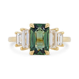 3.02ct Clara Teal Emerald Cut Sapphire and Diamond Engagement Ring