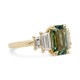 3.02ct Clara Teal Emerald Cut Sapphire and Diamond Engagement Ring