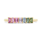 Emerald-Cut Pastel Gradient Sapphire Demi Band