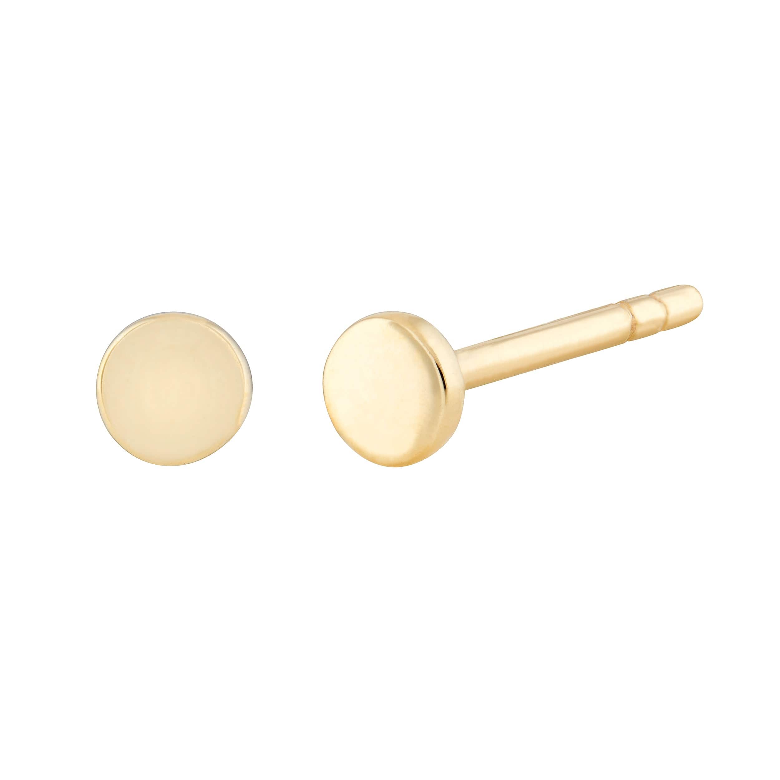 14k yellow gold small circular stud earrings