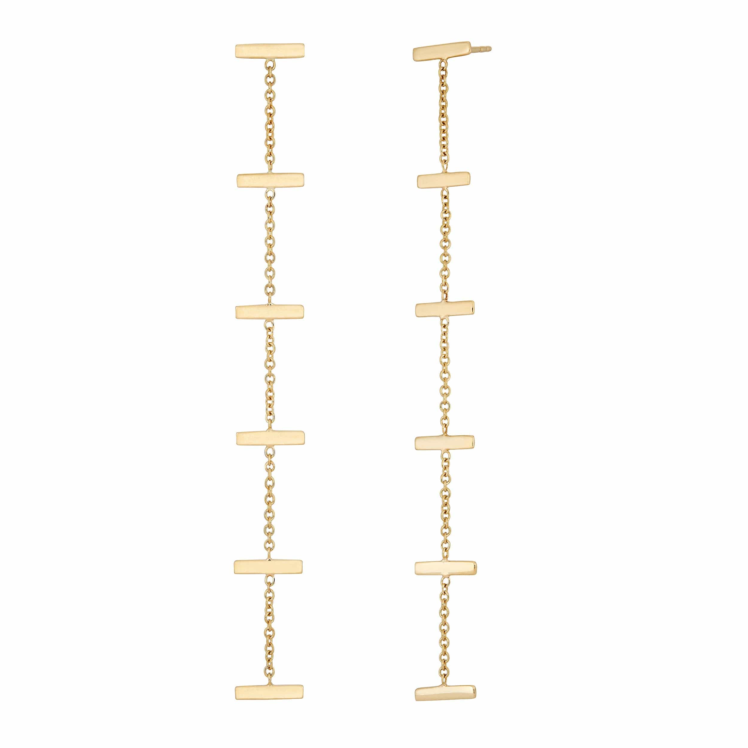 Dangle earrings with gold crossbars 