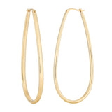 Large yellow gold oval shaped hoop earrings