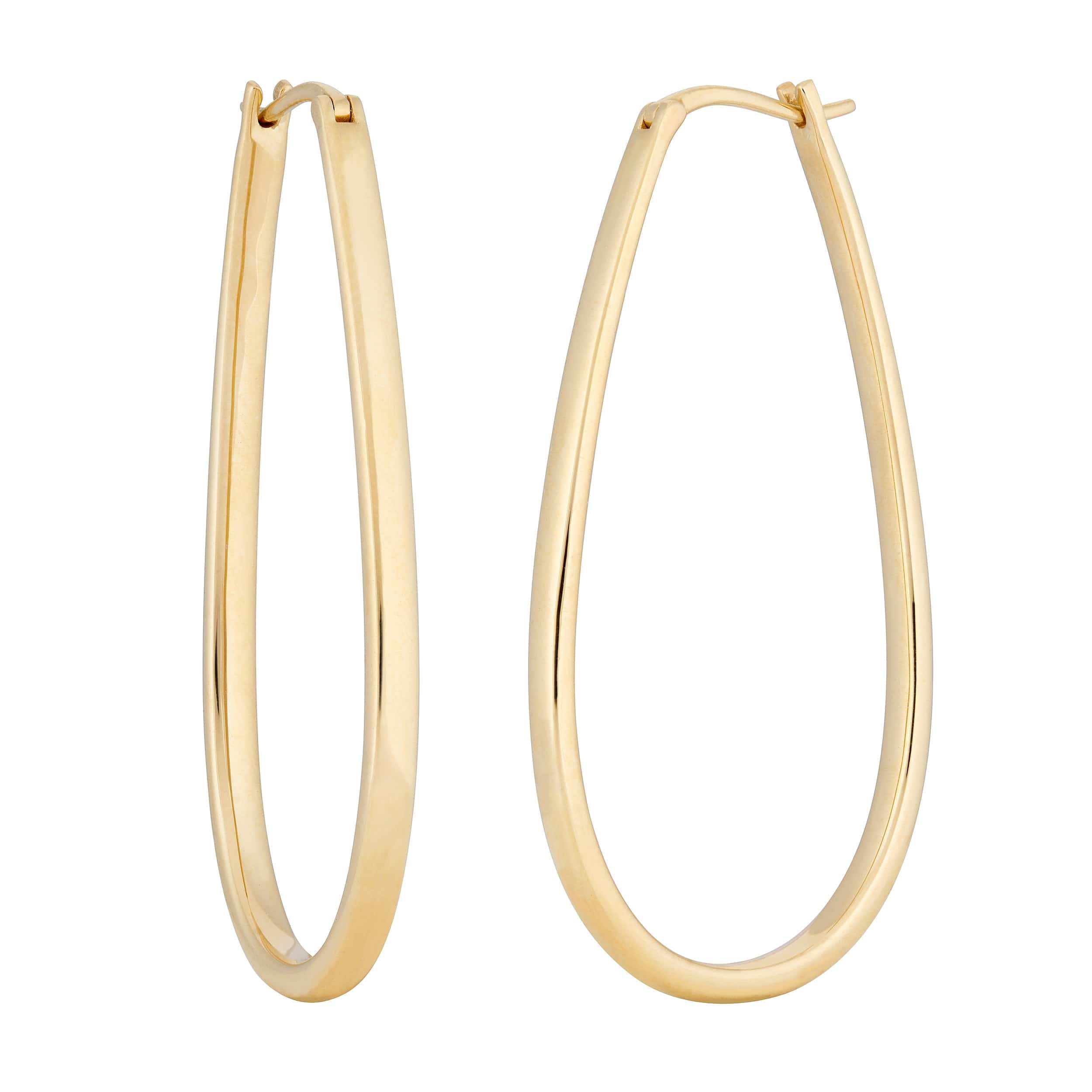 Medium yellow gold oval shaped hoop earrings