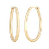 Small yellow gold oval shaped hoop earrings