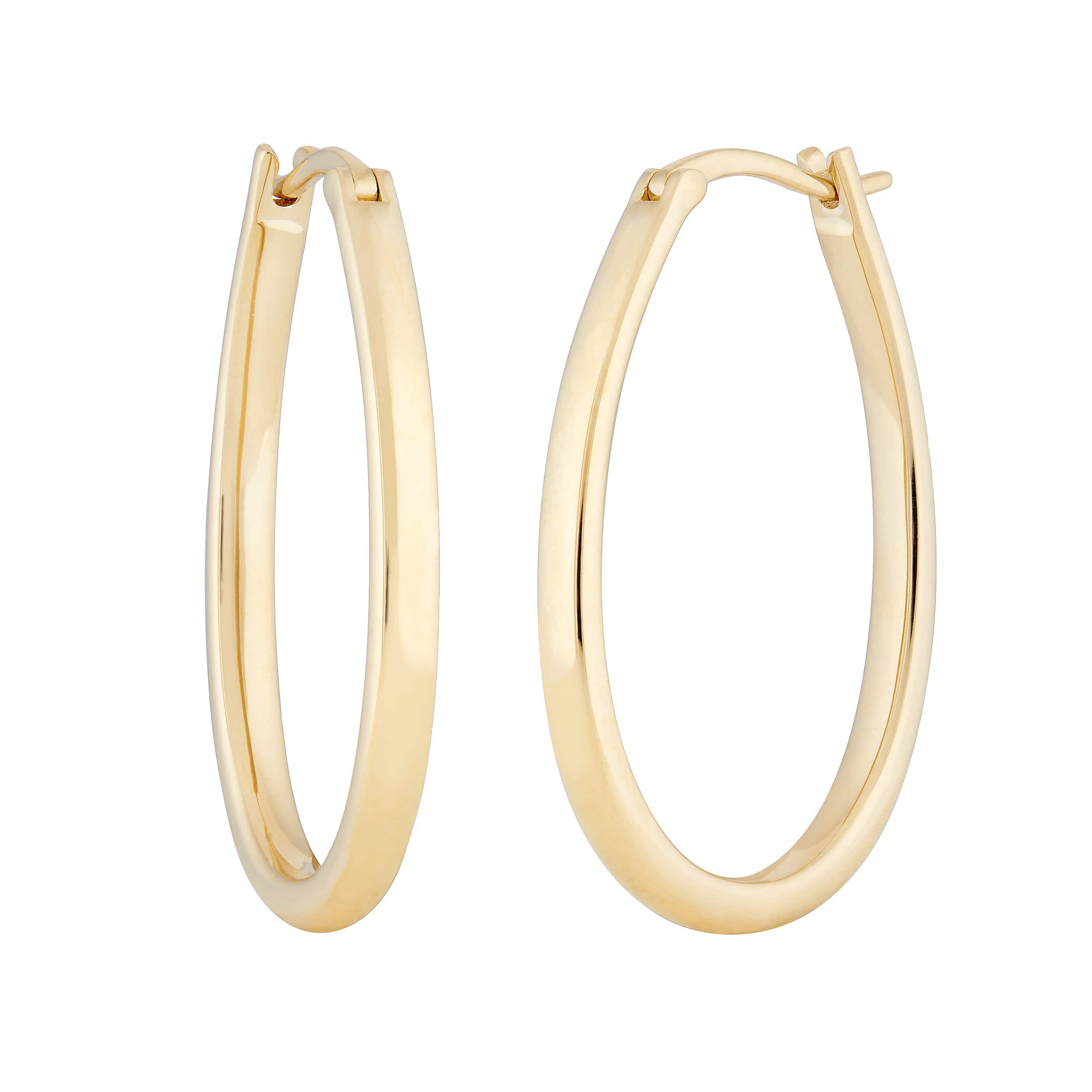 Small yellow gold oval shaped hoop earrings