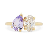 Custom Vietnamese Lilac Pear Sapphire & Oval Diamond Toi Et Moi Engagement Ring